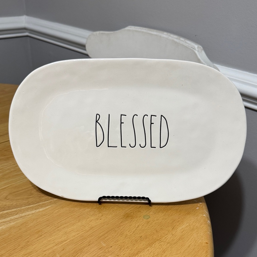Rae Dunn Cream 'Blessed' Oval Platter